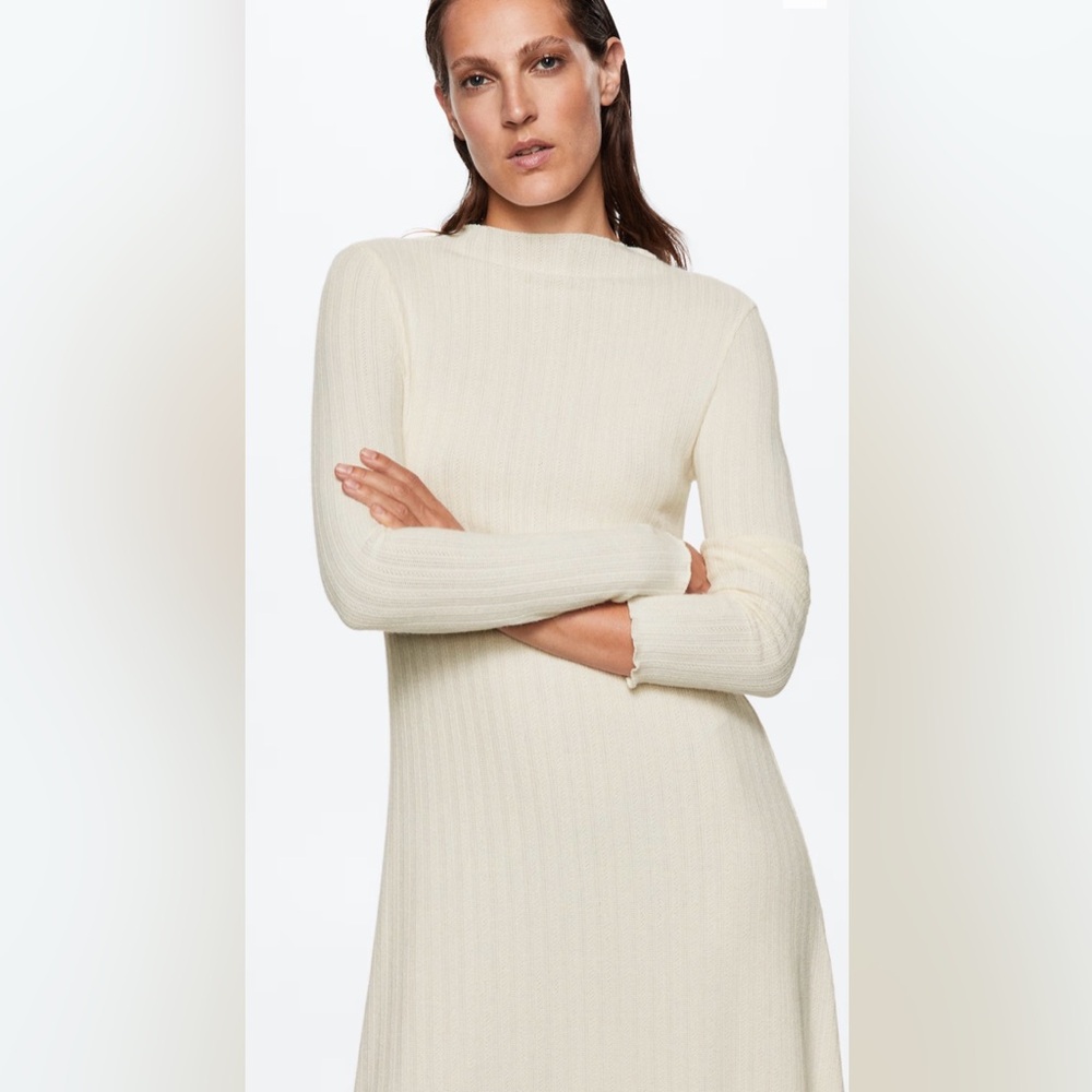 Mango Cream knit midi Dress - Picture 2 of 11